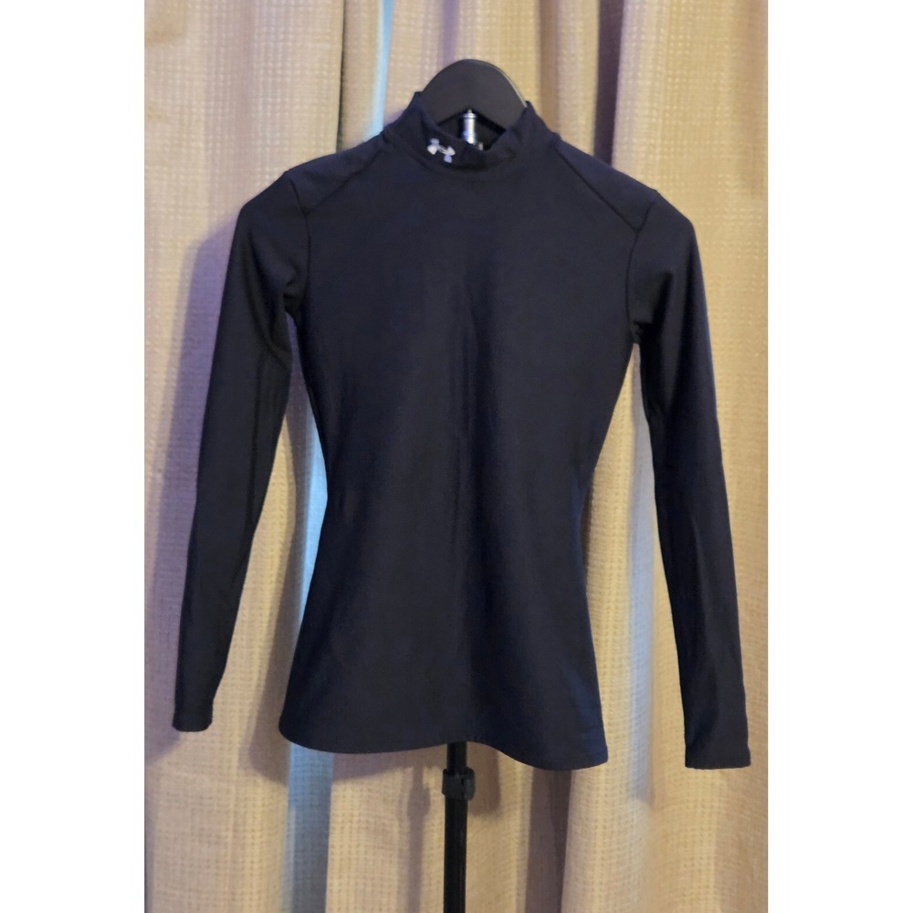 Under Armour ColdGear Mock Neck T-Shirt Women's Size Small Black‎